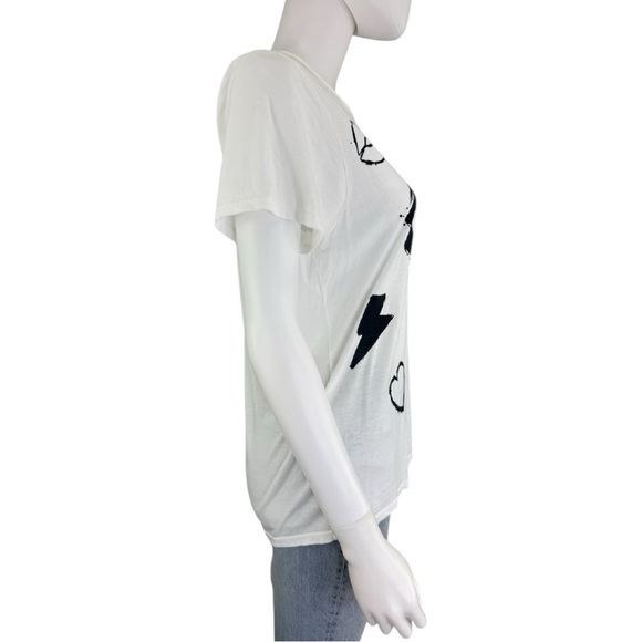 Lauren Moshi NWT White Wolf Painted Evil Eye Boyfriend Tee Size XS - Picture 4 of 9